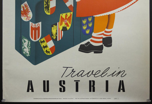 1955 Travel in Austria by Walter Hofmann Austrian Girl Mid-Century Travel - Golden Age Posters