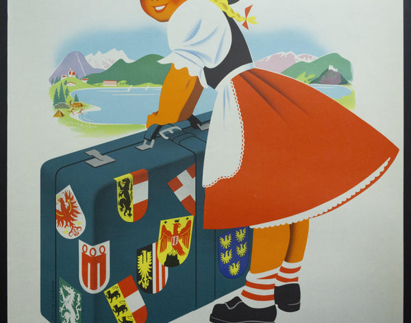 1955 Travel in Austria by Walter Hofmann Austrian Girl Mid-Century Travel - Golden Age Posters