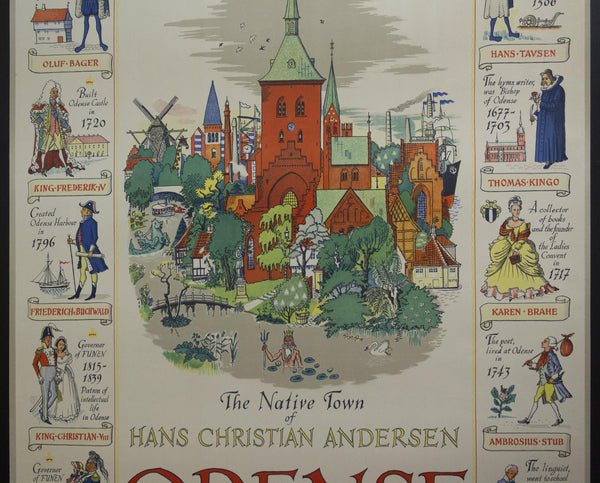 c.1950 Odense Denmark The Native Town of Hans Christian Anderson Olle Hjortzberg - Golden Age Posters