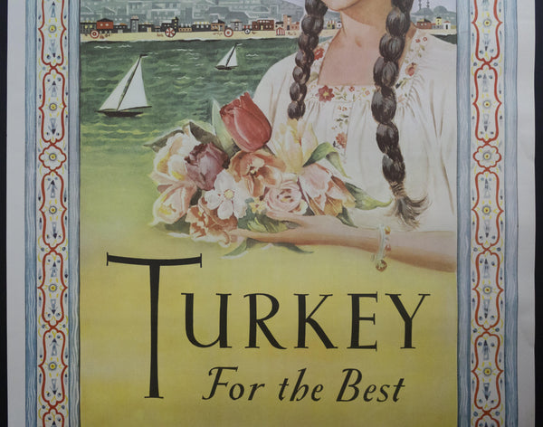 c.1950 Turkey For The Best Pan American World Airways Worlds Most Experienced Airline - Golden Age Posters