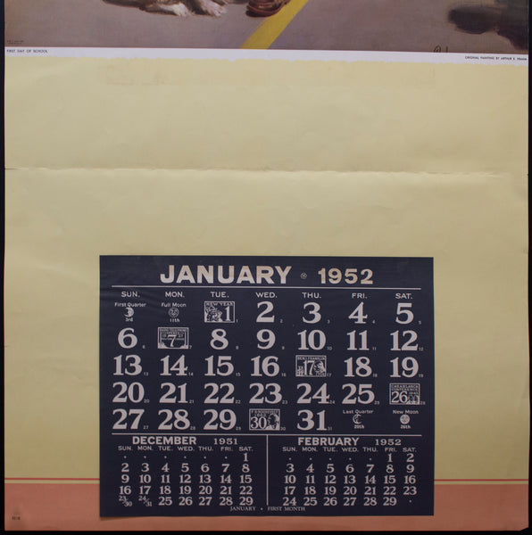 c.1951 First Day of School Arthur E. Frahm C. Moss Calendar Print Jumbo Size