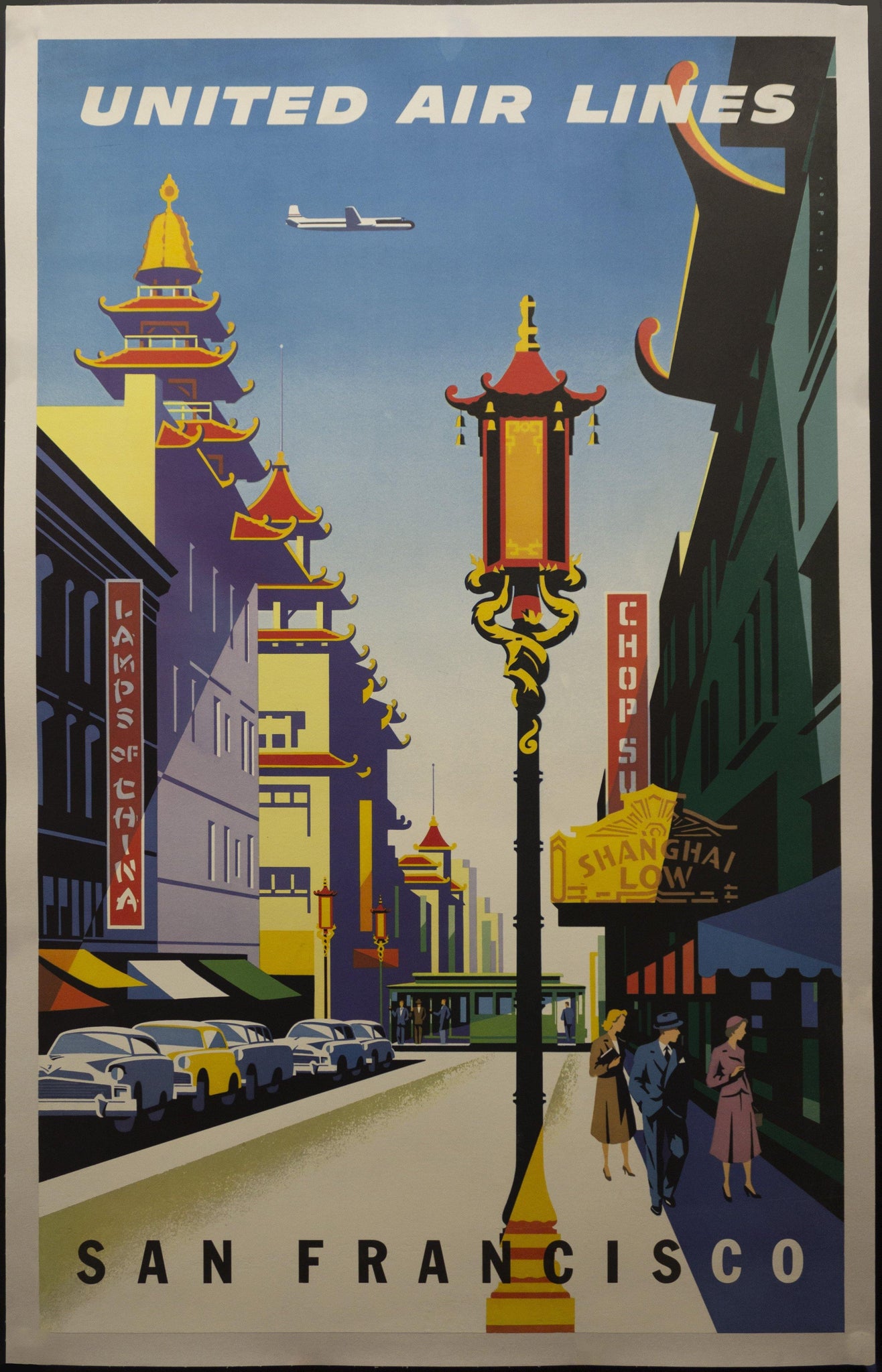 c.1950s United Air Lines San Francisco by Joseph Binder Chinatown - Golden Age Posters