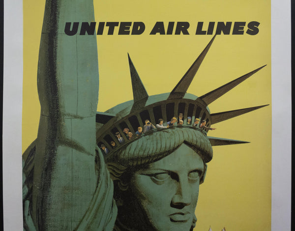 1960 United Air Lines New York City by Stan Galli Statue of Liberty Airlines - Golden Age Posters