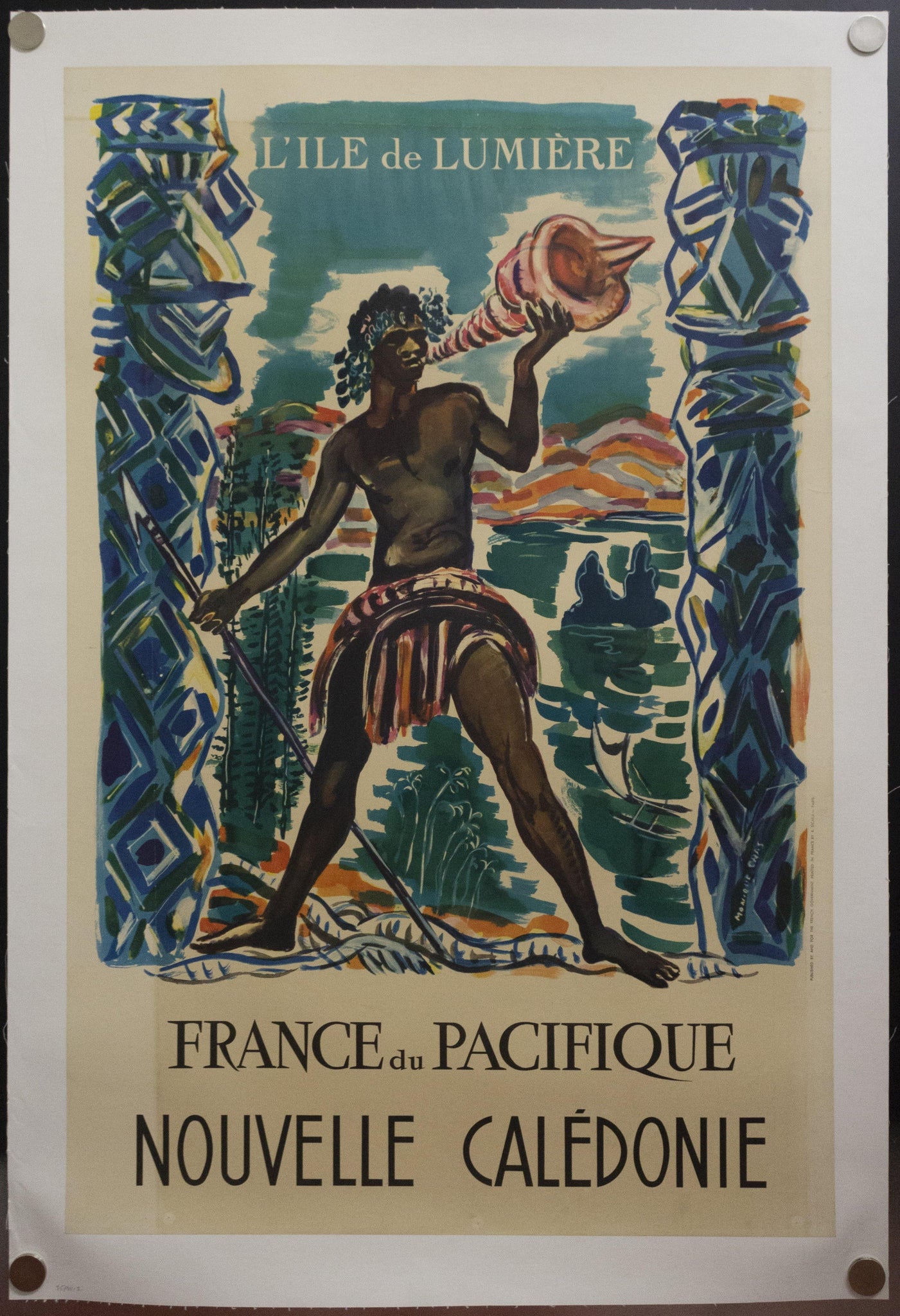 c.1950s Nouvelle Calédonie by Monique Cras New Caledonia South Pacific Travel - Golden Age Posters