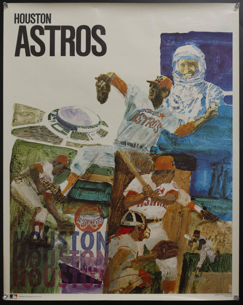 Houston Astros Vintage Baseball Poster Print - 12x18 Inch Unframed Wall Art