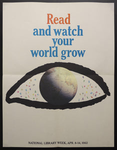 1962 Read And Watch Your World Grow National Library Week Books - Golden Age Posters