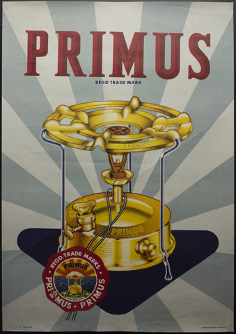 c.1930s Primus Portable Pressurized Camp Stove Swedish Advertising - Golden Age Posters