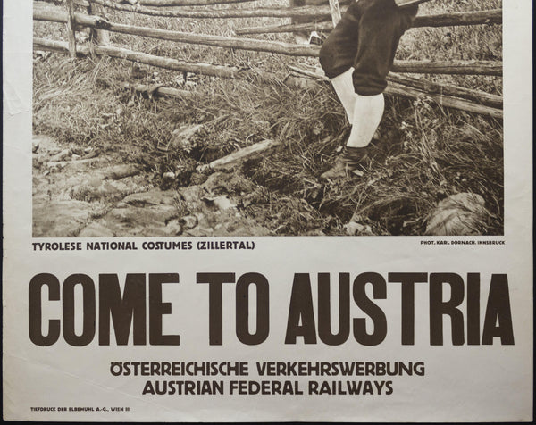 c.1934 Come To Austria Austrian Federal Railways Karl Dornach Zillertal - Golden Age Posters