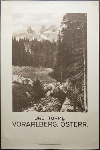 c.1934 Drei Türme Vorarlberg Ősterr Bergenz Austria Austrian Alps Travel - Golden Age Posters