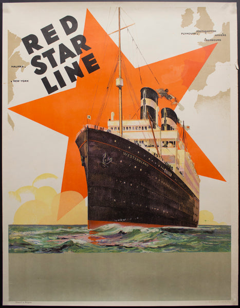 c.1935 Red Star Line SS Westernland Transatlantic Ocean Liner