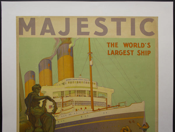 c.1930 RMS Majestic The World's Largest Ship by William James Aylward White Star Line - Golden Age Posters
