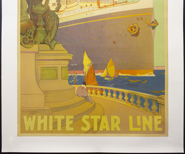 c.1930 RMS Majestic The World's Largest Ship by William James Aylward White Star Line - Golden Age Posters