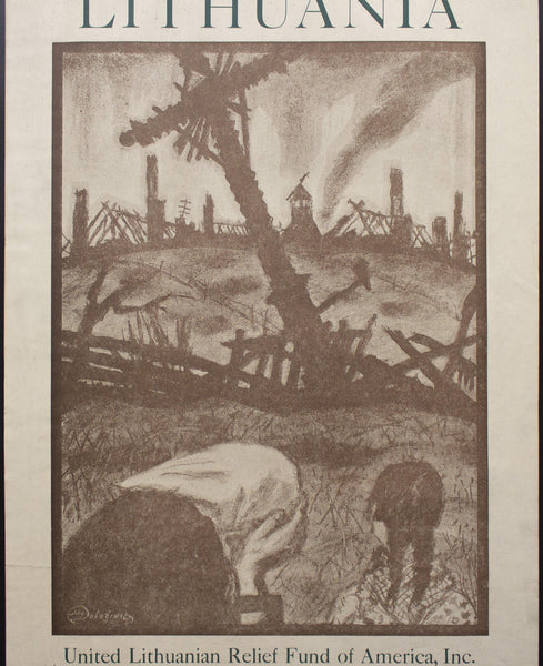 c.1945 United Lithuanian Relief Fund of America Lest We Forget Lithuania Dobezinksy - Golden Age Posters