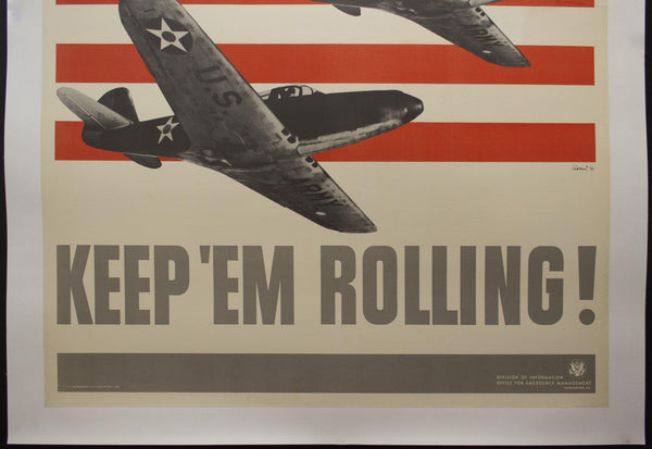 1941 Keep 'Em Rolling! by Leo Lionni Modernist WWII - Golden Age Posters