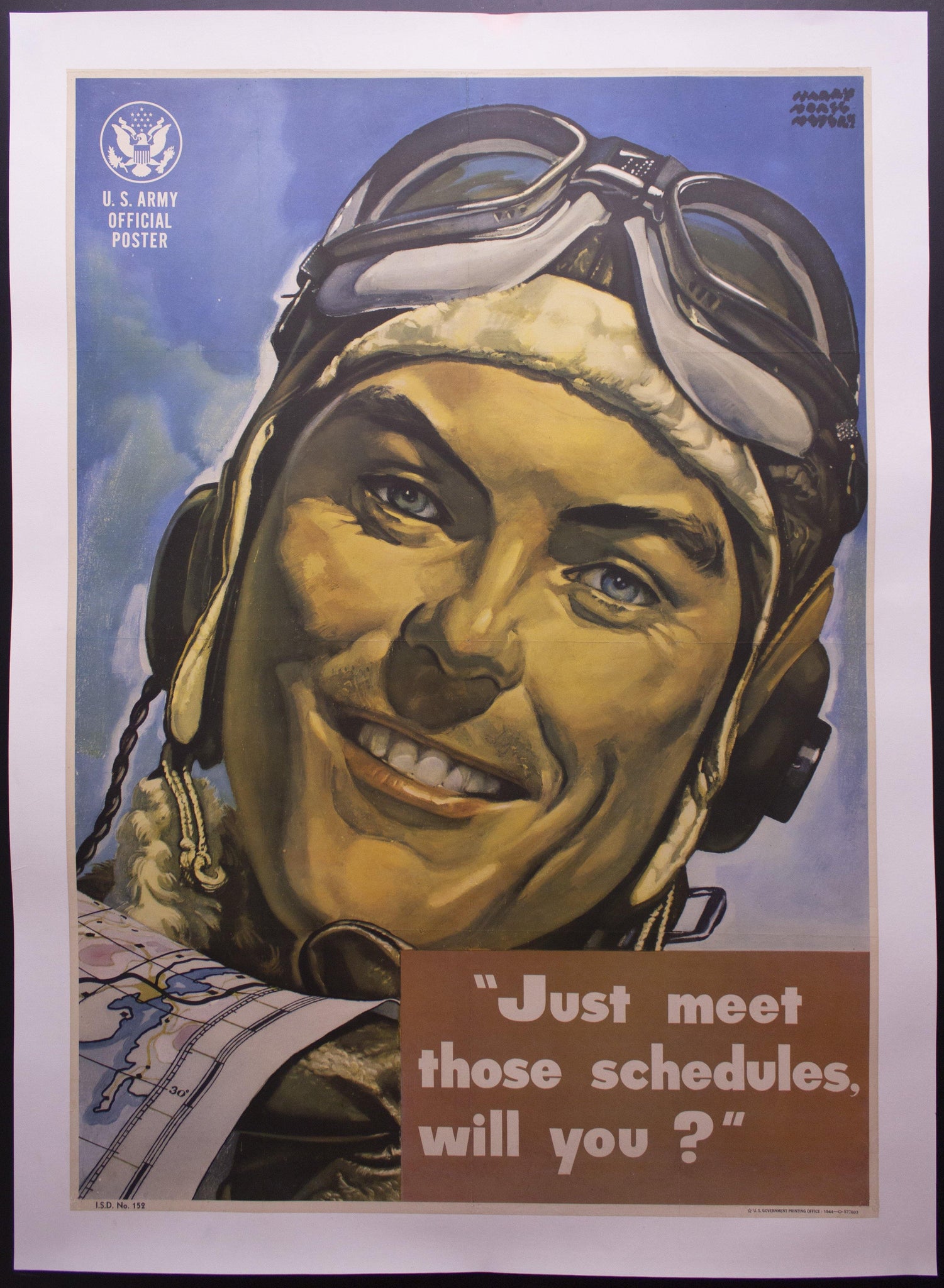 1944 Just Meet Those Schedules Will You by Harry Morse Meyers WWII US Army Air Force - Golden Age Posters