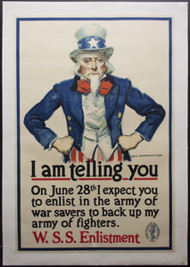 1918 I Am Telling You James Montgomery Flagg Uncle Sam WWI War Savings Stamps - Golden Age Posters