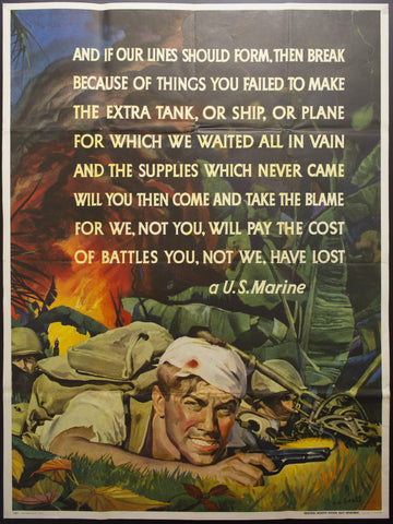 c.1943 If Our Lines Should Form C.C. Beall WWII Marines Navy Department - Golden Age Posters