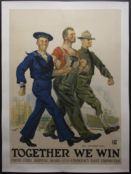 1917 Together We Win by James Montgomery Flagg WWI United States Shipping Board - Golden Age Posters