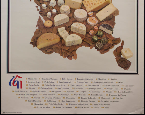 c.1970 Fromages de France French Cheese Map