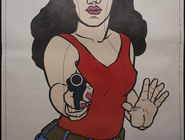 1974 ATS Quik Slip Human Figure Police Target Poster Bad Lady with Gun - Golden Age Posters