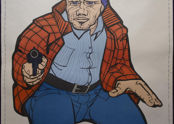 1974 ATS Quik Slip Human Figure Police Target Poster Bad Guy Thug with Gun - Golden Age Posters