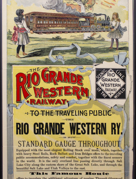 c.1889 Rio Grande Western Railway Colorado Broadside in Color - Golden Age Posters
