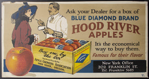 c.1920 Blue Diamond Brand Apples Hood River Oregon Trolley Card Sign - Golden Age Posters