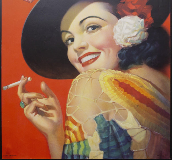 c.1940 Avalon Cigarettes Tobacco Advertising Paper Sign Poster Spanish Lady - Golden Age Posters