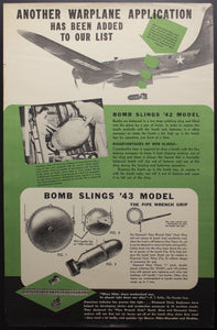 c.1943 Diamond Chain Co. WWII Factory Poster Bomber Bomb Slings - Golden Age Posters