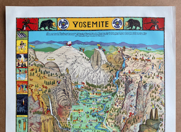 1931 Yosemite National Park Pictorial Cartoon Map by Jo Mora 1941 ed.