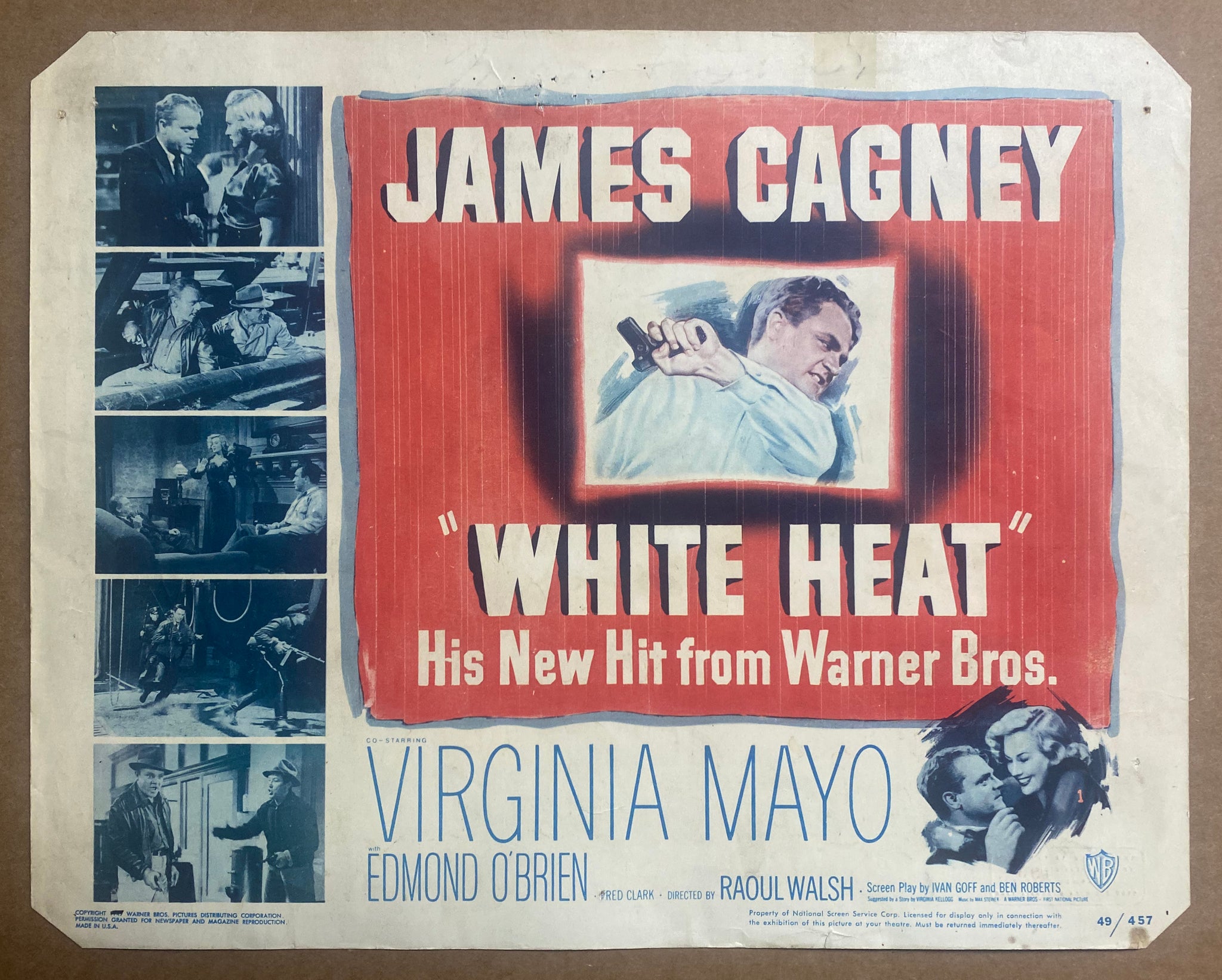 1949 White Heat Title Lobby Card James Cagney Warner Bros. Film Noir Vintage Original