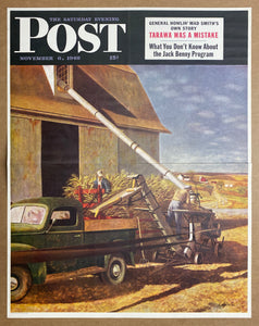1945 Saturday Evening Post Newsstand John Atheron Farm Corn Husking