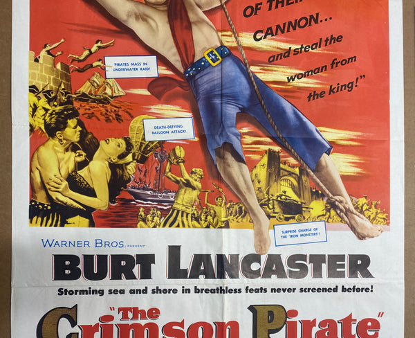 1952 The Crimson Pirate Movie One Sheet Burt Lancaster Swashbuckler