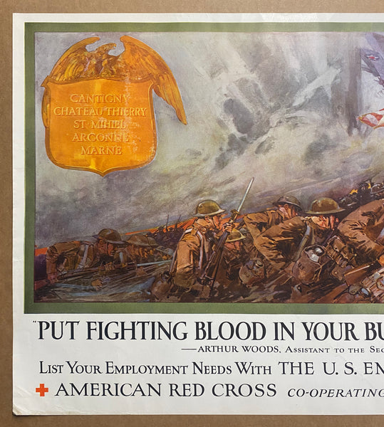 1918 Put Fighting Blood in Your Business WWI Poster by Dan Smith USMC Marines