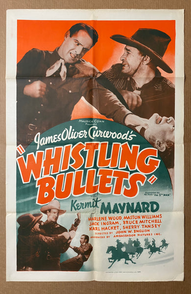 1937 James Oliver Curwood's Whistling Bullets Movie One Sheet Western
