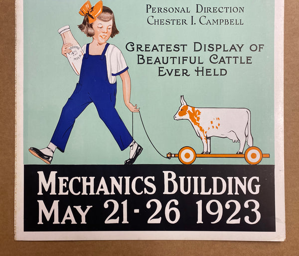1923 Ayrshire Cattle Dairy Show Window Card Boston Vintage Original
