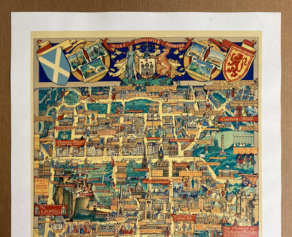 1947 Queen of the North Edinburgh Scotland Pictorial Map by Kerry Lee UK