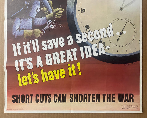 1943 If It'll Save A Second It's A Great Idea Short Cuts Shorten War Henry Koerner WWII
