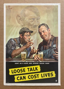1942 Loose Talk Can Cost Lives Cecil C. Beall British American Ambulance Corps WWII