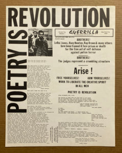 1968 Poetry Is Revolution Guerrilla Free Newspaper of the Streets Black Panthers