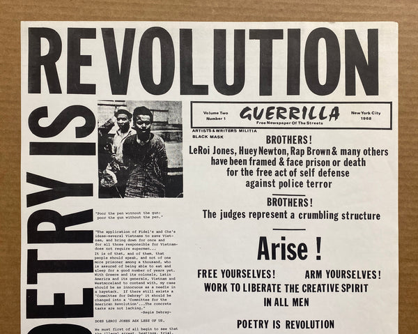 1968 Poetry Is Revolution Guerrilla Free Newspaper of the Streets Black Panthers