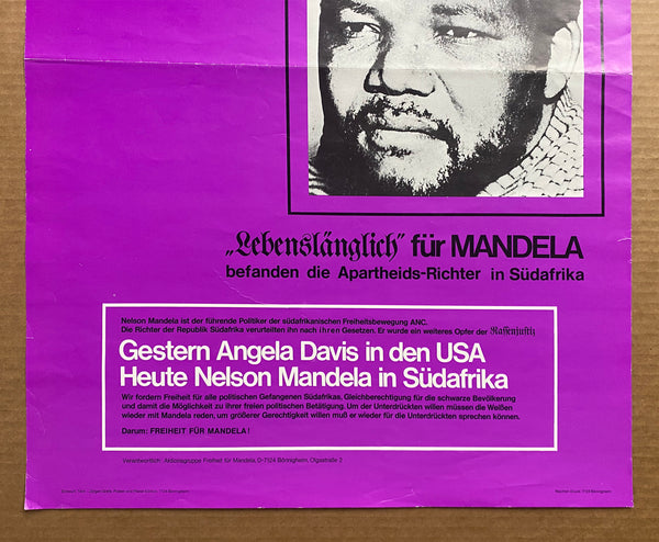 c.1972 Freiheit Für Mandela End Apartheid German Nelson Mandela