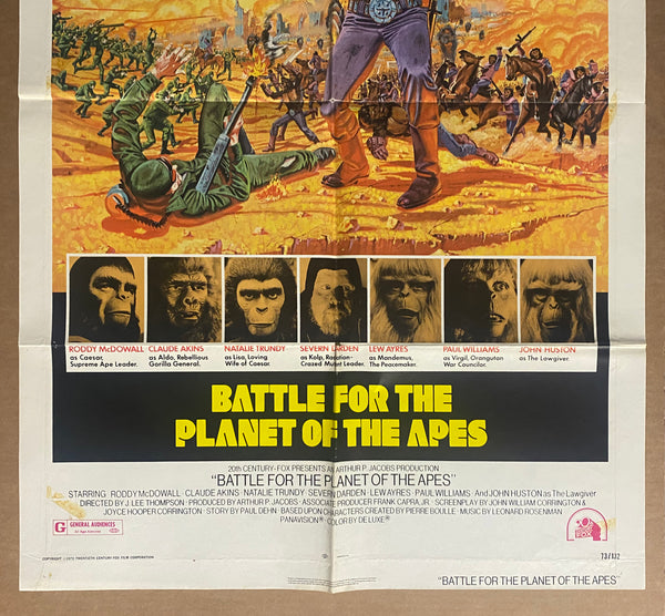 1973 Battle For The Planet Of The Apes One Sheet Movie