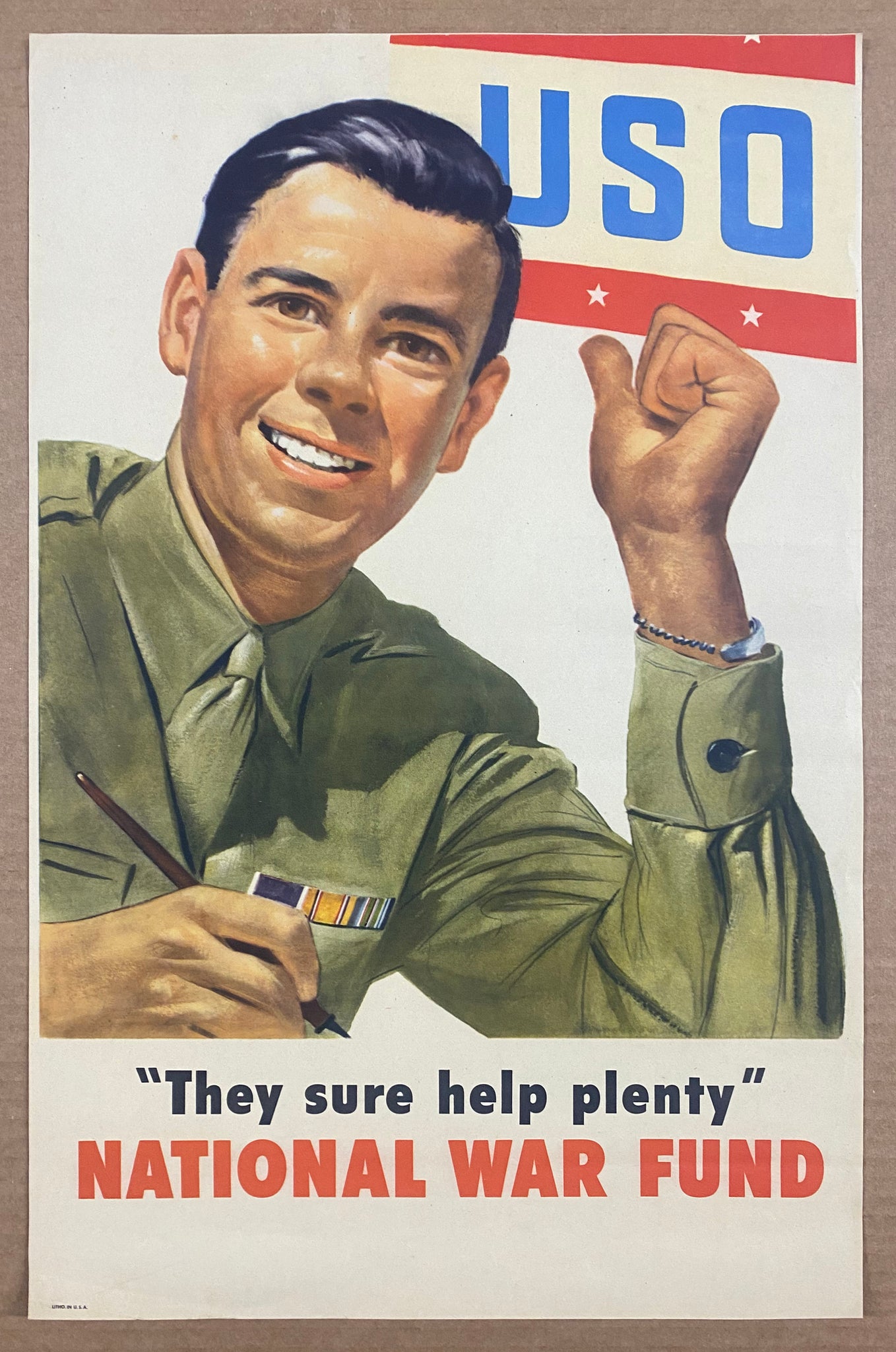 c.1945 USO National War Fund They Sure Help Plenty WWII