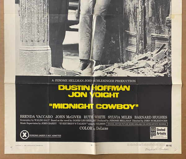 1969 Midnight Cowboy One Sheet Movie Best Picture Academy Award Winner