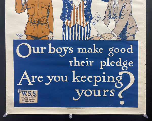 c.1917 Your War Savings Pledge Our Boys Make Good Uncle Sam WWI