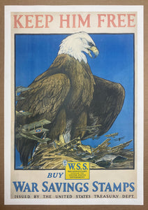 1918 Keep Him Free Buy War Savings Stamps Charles Livingston Bull WWI