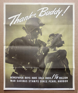 1944 Thanks Buddy! Newspaper Boys War Savings Stamps US Treasury WWII