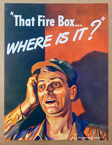 c.1940s That Fire Box Where Is It? Bethlehem Steel Co. Workplace Safety