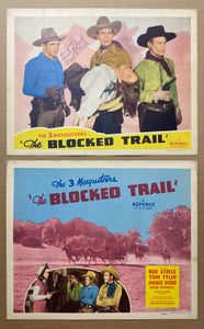 1942 Blocked Trail 3 Mesquiteers Movie Lobby Card Group Signed Bob Steele